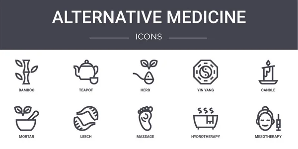 Médecine Alternative Concept Ligne Icônes Ensemble Contient Des Icônes Utilisables — Image vectorielle