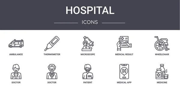 Набор Иконок Больничной Линии Содержит Иконки Используемые Веб Логотип Такие — стоковый вектор