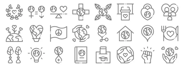 World Love Line Icons Linear Set Quality Vector Line Set — Stock Vector