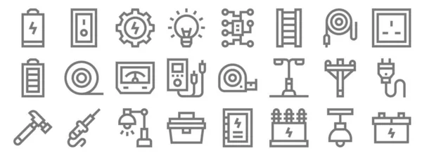 Elektricien Gereedschap Lijn Pictogrammen Lineaire Verzameling Kwaliteit Vector Lijn Set — Stockvector
