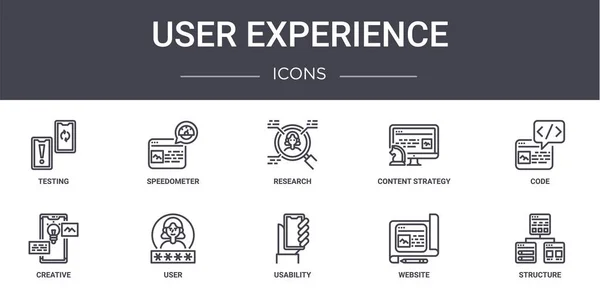 Expérience Utilisateur Concept Ligne Icônes Ensemble Contient Des Icônes Utilisables — Image vectorielle