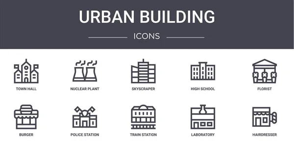 Städtebauliches Konzept Linie Symbole Gesetzt Enthält Symbole Für Web Logo — Stockvektor