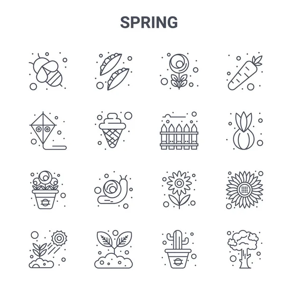 Set Spring Concept Vector Line Icons 64X64 Thin Stroke Icons — Stock Vector