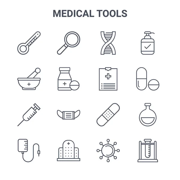 Conjunto Herramientas Médicas Iconos Concepto Línea Vectorial 64X64 Iconos Accidentes — Archivo Imágenes Vectoriales