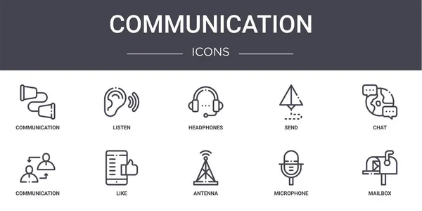 Concepto Comunicación Conjunto Iconos Línea Contiene Iconos Utilizables Para Web — Vector de stock