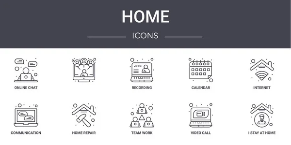 Home Concept Line Icons Gesetzt Enthält Symbole Für Web Logo — Stockvektor