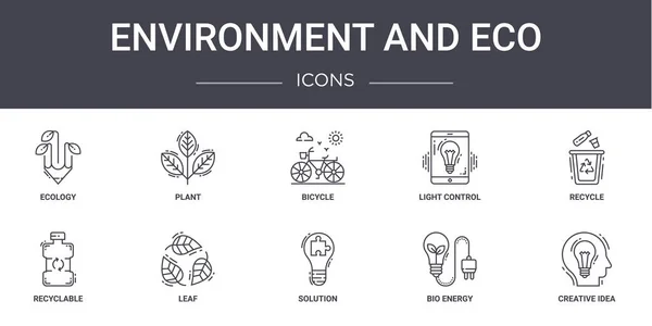 Ensemble Icônes Ligne Concept Environnemental Écologique Contient Des Icônes Utilisables — Image vectorielle