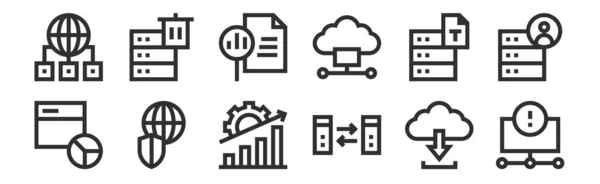 Jeu Icônes Contour Minces Telles Que Échec Transfert Données Sécurité — Image vectorielle