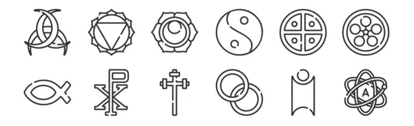 Набір Тонких Контурів Іконок Таких Атеїст Духовний Чиро Рідний Швадіштхана — стоковий вектор