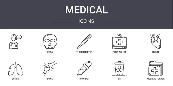 Medical Concept Line Icons Set Contains Icons Usable Web Logo — Stock Vector