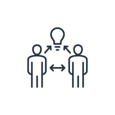 Beyin fırtınası vektör simgesi. Beyin fırtınası düzenlenebilir felç. Web ve mobil uygulamalarda kullanmak için doğrusal beyin fırtınası sembolü, logo, yazdırma medyası. İnce çizgili çizim. Vektör izole çizimi.