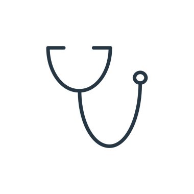 Stetoskop vektör ikonu. Steteskop değiştirilebilir felç. İnternet ve mobil uygulamalarda, logoda ve yazılı medyada kullanım için steteskop lineer sembolü. İnce çizgili çizim. Vektör izole çizimi.