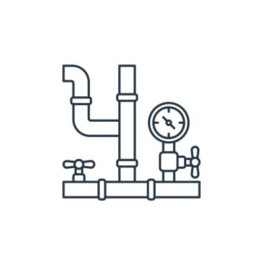 Boru vektör simgesi. Kurgulanabilir boru felci. İnternet ve mobil uygulamalarda kullanmak için boru lineer sembolü, logo, yazdırma medyası. İnce çizgili çizim. Vektör izole çizimi.