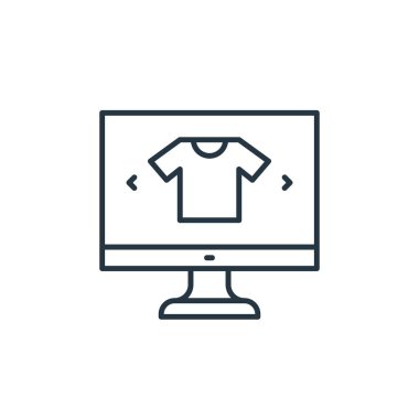 ecommerce vektör simgesi. Düzenlenebilir inme. ecommerce lineer sembolü web ve mobil uygulamalar, logo, yazdırma ortamı için. İnce çizgili çizim. Vektör izole çizimi.