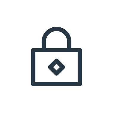 Vektör simgesini kilitle. Kilitlenebilir felç. Web ve mobil uygulamalarda kullanmak için doğrusal sembolü kilitle, logo, yazdırma ortamı. İnce çizgili çizim. Vektör izole çizimi.