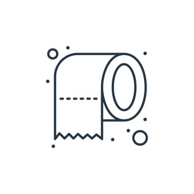 Tuvalet kağıdı vektör simgesi. Tuvalet kağıdı darbesi. İnternet ve mobil uygulamalarda kullanım için tuvalet kağıdı lineer sembolü, logo, yazdırma medyası. İnce çizgili çizim. Vektör izole çizimi.