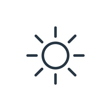 Güneş vektör simgesi. Düzenlenebilir güneş çarpması. Web ve mobil uygulamalarda kullanım için güneş doğrusal sembolü, logo, yazdırma medyası. İnce çizgili çizim. Vektör izole çizimi.