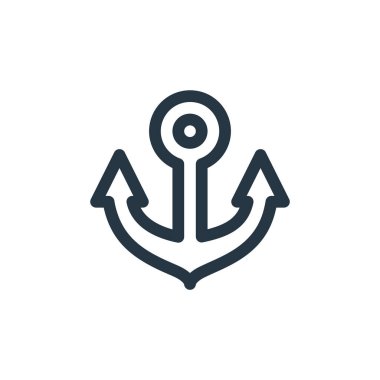 çapa vektör simgesi. Düzenlenebilir vuruşlar. Web ve mobil uygulamalarda kullanmak için lineer simge, logo, yazdırma ortamı. İnce çizgili çizim. Vektör izole çizimi.