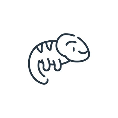 Bukalemun vektör simgesi. bukalemun inme inmesi. bukalemun lineer sembolü web ve mobil uygulamalarda, logoda, yazdırma ortamında kullanılır. İnce çizgili çizim. Vektör izole çizimi.