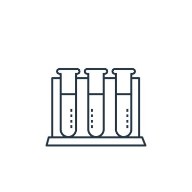 Tıbbi laboratuvar vektör ikonu. Tıbbi laboratuvar düzenlenebilir felç. İnternet ve mobil uygulamalarda kullanmak için tıbbi laboratuvar lineer sembolü, logo, yazdırma medyası. İnce çizgili çizim. Vektör izole çizimi.