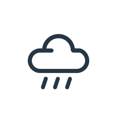 yağmur vektör simgesi. Yağmur yağabilir felç. Web ve mobil uygulamalarda kullanım için yağmur lineer sembolü, logo, yazdırma medyası. İnce çizgili çizim. Vektör izole çizimi.