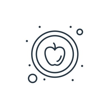 elma vektör simgesi. Elma kurgusu. Web ve mobil uygulamalarda kullanmak için elma doğrusal sembolü, logo, yazdırma medyası. İnce çizgili çizim. Vektör izole çizimi.