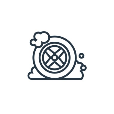 Lastik vektör simgesi. Yenilebilir lastik darbesi. İnternet ve mobil uygulamalarda kullanmak için lastik doğrusal sembolü, logo, yazdırma medyası. İnce çizgili çizim. Vektör izole çizimi.