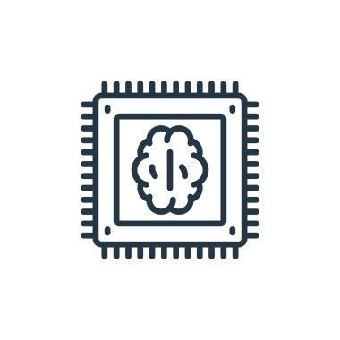 Yapay zeka vektör simgesi. Yapay zeka, düzenlenebilir felç. Web ve mobil uygulamalarda, logoda ve yazılı medyada kullanmak için yapay zeka lineer sembolü. İnce çizgili çizim. Vektör izole çizimi.