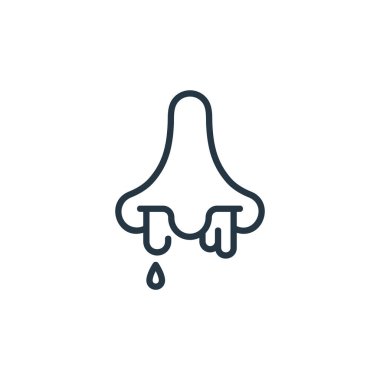 Akan burun vektör simgesi. Burun akışı düzeltilebilir. Web ve mobil uygulamalarda, logoda ve yazılı medyada kullanılacak burun akışı sembolü. İnce çizgili çizim. Vektör izole çizimi.