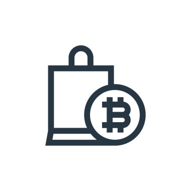 Alışveriş poşeti vektör simgesi. Alışveriş çantası inme inmesi. Ağ ve mobil uygulamalarda, logoda ve yazılı medyada kullanım için alışveriş poşeti doğrusal sembolü. İnce çizgili çizim. Vektör izole çizimi.