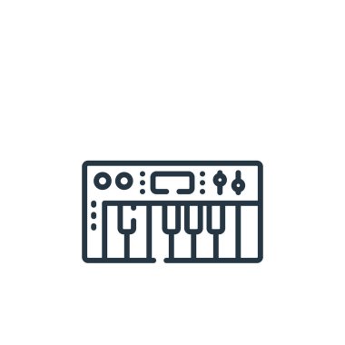 sentezleyici vektör simgesi. Sentezleyici, düzenlenebilir vuruş. Web ve mobil uygulamalar, logo ve yazdırma ortamlarında kullanmak için sentezleyici doğrusal sembolü. İnce çizgili çizim. Vektör izole çizimi.