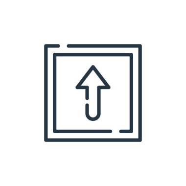yukarı ok vektör simgesi. Okun yayılabilir vuruşunu arttır. Web ve mobil uygulamalarda kullanmak için ok doğrusal sembolünü yükselt, logo, yazdırma ortamı. İnce çizgili çizim. Vektör izole çizimi.