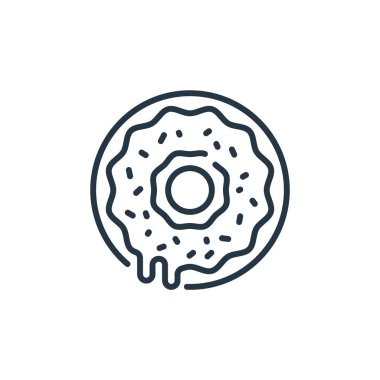Donut vektör simgesi. Kurgulanabilir donut vuruşu. donut lineer sembolü web ve mobil uygulamalar, logo, yazdırma medyası için. İnce çizgili çizim. Vektör izole çizimi.