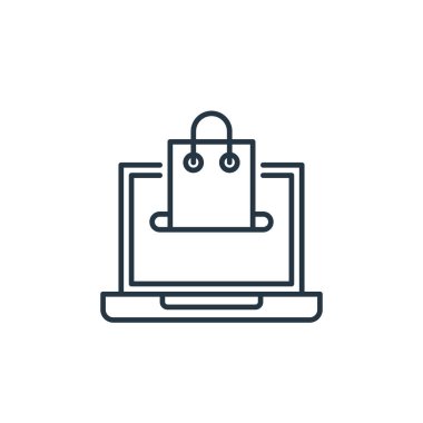 ecommerce vektör simgesi. Düzenlenebilir inme. ecommerce lineer sembolü web ve mobil uygulamalar, logo, yazdırma ortamı için. İnce çizgili çizim. Vektör izole çizimi.