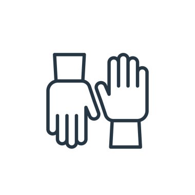 Eldiven vektör simgesi. Eldivenler düzeltilebilir. Web ve mobil uygulamalarda kullanım için eldiven doğrusal sembolü, logo, yazdırma medyası. İnce çizgili çizim. Vektör izole çizimi.