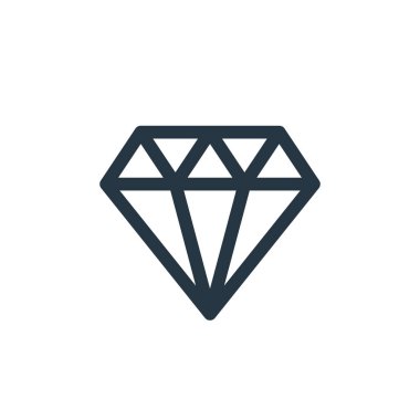 Elmas vektör simgesi. Elmasla oynanabilir vuruş. Web ve mobil uygulamalarda kullanmak için elmas doğrusal sembol, logo, yazdırma medyası. İnce çizgili çizim. Vektör izole çizimi.