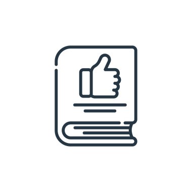 kitap vektör simgesi. Kurgulanabilir kitap darbesi. Web ve mobil uygulamalarda kullanmak için kitap doğrusal sembolü, logo, yazdırma medyası. İnce çizgili çizim. Vektör izole çizimi.