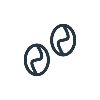 Kahve çekirdeği vektör ikonu. Kurgulanabilir kahve çekirdekleri. İnternet ve mobil uygulamalarda, logoda ve yazılı medyada kullanılmak üzere kahve çekirdeği doğrusal sembolü. İnce çizgili çizim. Vektör izole çizimi.