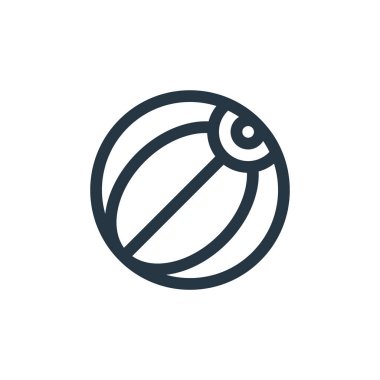 Plaj topu vektör simgesi. Plaj topu vuruşu. İnternet ve mobil uygulamalarda kullanmak için plaj topu lineer sembolü, logo, yazdırma medyası. İnce çizgili çizim. Vektör izole çizimi.