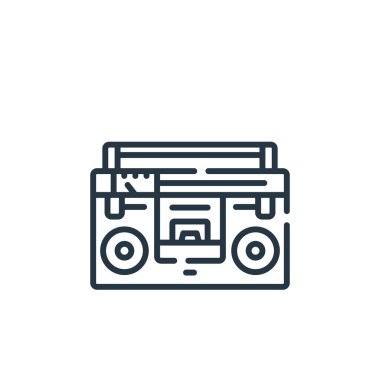boombox vektör simgesi. Müzik seti düzenlenebilir vuruş. Web ve mobil uygulamalarda, logoda, yazıcı ortamında kullanım için boombox lineer sembolü. İnce çizgili çizim. Vektör izole çizimi.