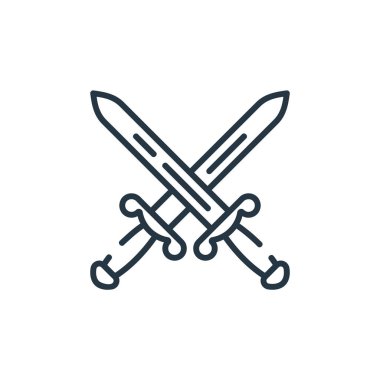 çapraz vektör simgesi. Yediklenebilir felç. İnternet ve mobil uygulamalarda, logoda ve yazılı medyada kullanım için doğrusal simge çaprazlandı. İnce çizgili çizim. Vektör izole çizimi.