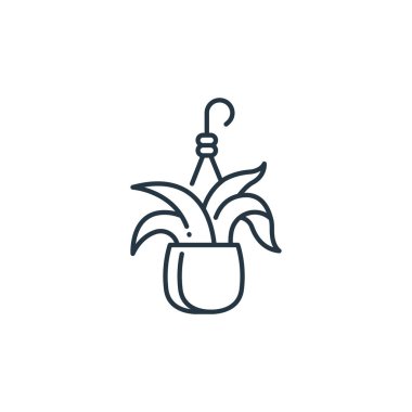 saksı vektör ikonu asmak. Kurgulanabilir bir darbeydi. Web ve mobil uygulamalara, logoya, yazdırma medyasına kullanım için esrar doğrusal sembolü asmak. İnce çizgili çizim. Vektör izole çizimi.