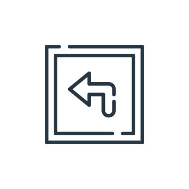 Sola vektör simgesine dön. Düzenlenebilir sola dön. Web ve mobil uygulamalarda kullanmak için sol doğrusal sembolü, logoyu, yazdırma ortamını açın. İnce çizgili çizim. Vektör izole çizimi.