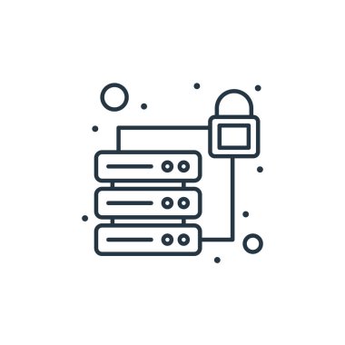 veritabanı vektör simgesi. veri tabanı değiştirilebilir felç. Web ve mobil uygulamalarda kullanmak için veritabanı doğrusal sembolü, logo, yazdırma ortamı. İnce çizgili çizim. Vektör izole çizimi.