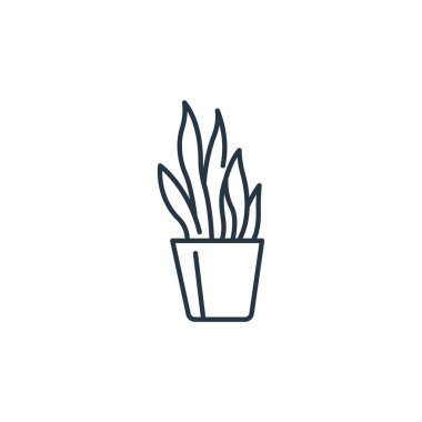 Yılan bitki ikonu. Yılan bitkisinin yenilebilir vuruşu. İnternet ve mobil uygulamalarda, logoda ve yazılı medyada kullanım için yılan bitkisi doğrusal sembolü. İnce çizgili çizim. Vektör izole çizimi.