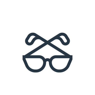 Gözlük vektör simgesi. Gözlüklü, düzeltilebilir felç. Web ve mobil uygulamalarda kullanmak için gözlük doğrusal sembolü, logo, yazdırma medyası. İnce çizgili çizim. Vektör izole çizimi.