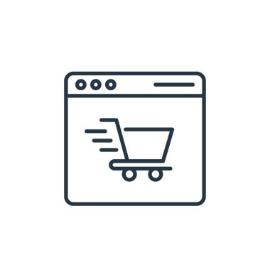 ecommerce vektör simgesi. Düzenlenebilir inme. ecommerce lineer sembolü web ve mobil uygulamalar, logo, yazdırma ortamı için. İnce çizgili çizim. Vektör izole çizimi.