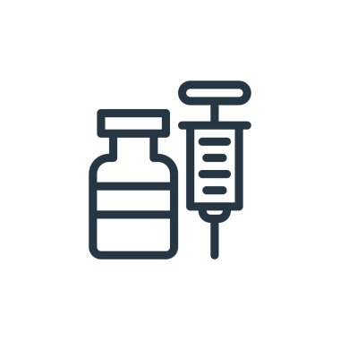 İlaç vektör simgesi. İlaç tedavisi uygulanabilir felç. İnternet ve mobil uygulamalarda, logoda ve yazılı medyada kullanmak için ilaç doğrusal sembolü. İnce çizgili çizim. Vektör izole çizimi.