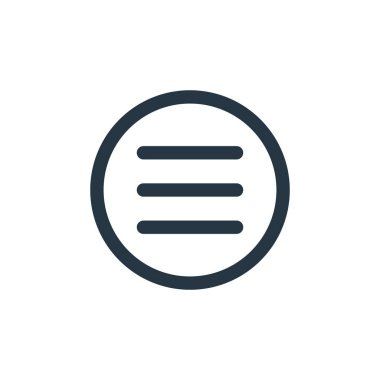 Menü vektör simgesi. Menü değiştirilebilir vuruş. Web ve mobil uygulamalarda kullanmak için menü doğrusal sembolü, logo, yazdırma ortamı. İnce çizgili çizim. Vektör izole çizimi.