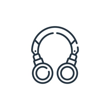 Kulaklık vektör simgesi. Kulaklık, düzeltilebilir felç. İnternet ve mobil uygulamalarda, logoda ve yazılı medyada kullanılacak kulaklık sembolü. İnce çizgili çizim. Vektör izole çizimi.